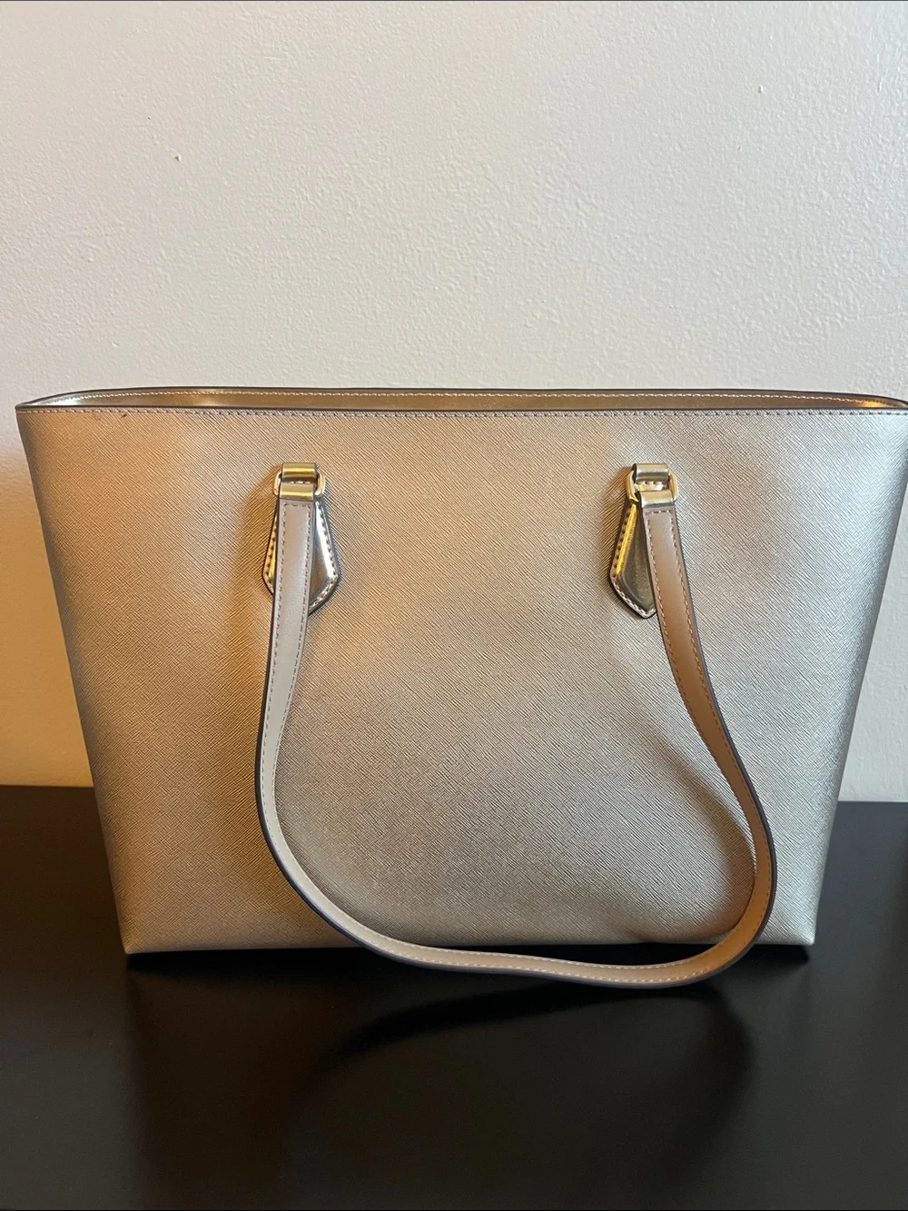 Michael Kors Metallic Gold Tote with MK Charm